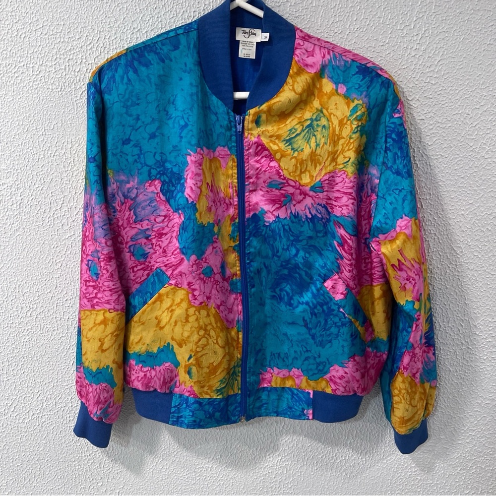 Vintage 80s Colorblock Windbreaker – Bright Retro Nylon Jacket – Size Small